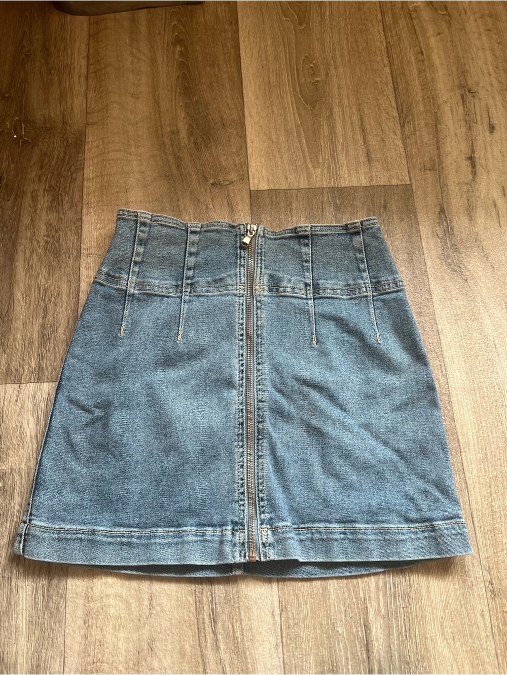 Free People We The Free Virgo Zip Front Denim Mini Skirt 26